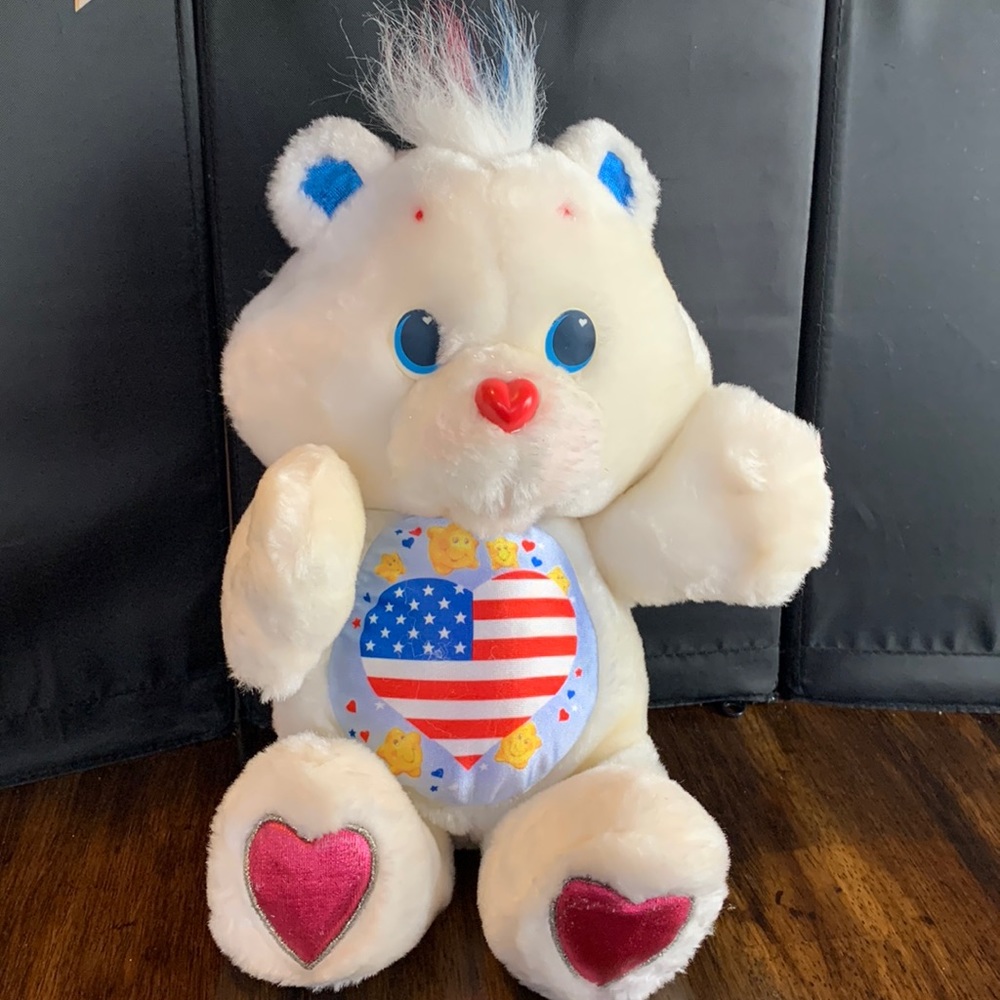 VTG 1991 Care Bears Collection PROUD HEART Patriotic Plush Stuffed Animal 12”